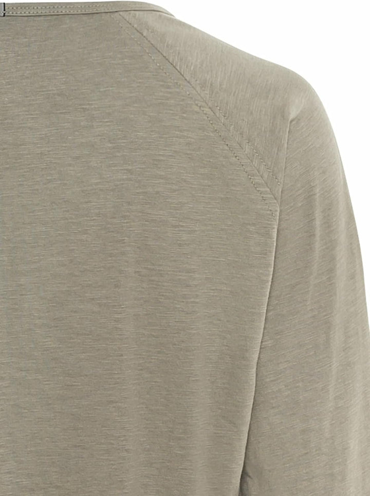 camel active Damen Basic Langarm T-Shirt mit Rundhalsausschnitt aus Reiner Baumwolle, XS Khaki