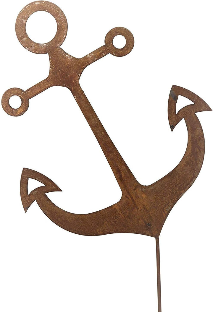 Bornhöft Gartenstecker Anker Metall Rost Gartendeko Edelrost Gross rostig (54cm x 46cm gross)