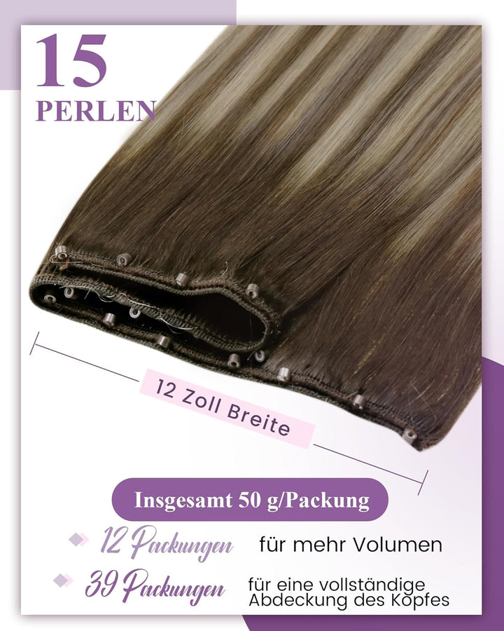 LaaVoo Easy Fit Weave Echthaar Extensions Balayage Braun Micro Bead Extensions Remy Menschliches Haa