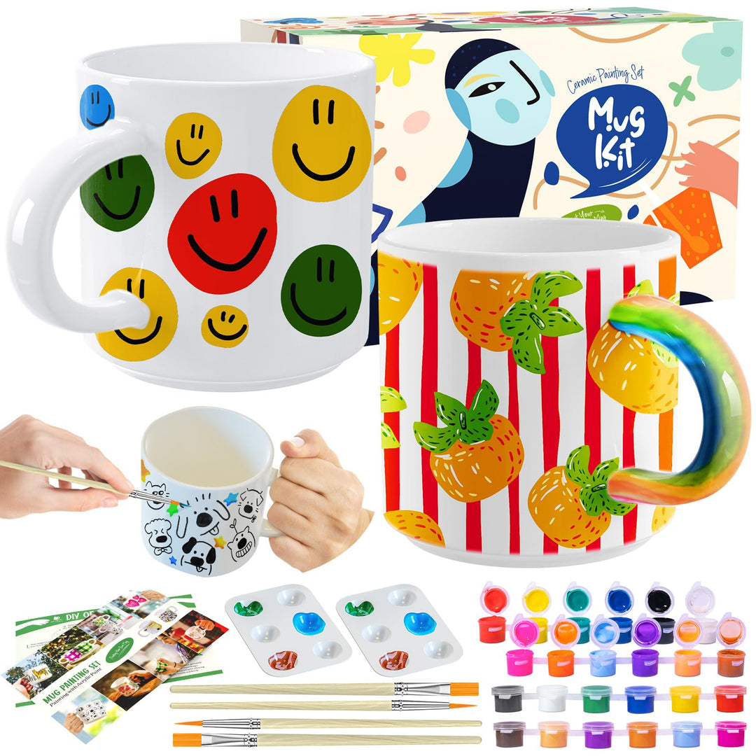 Roaxkois Keramik Bemalen Set - Kreatives Keramik Bastelset mit Farben, Pinseln und Anleitungen, Perf