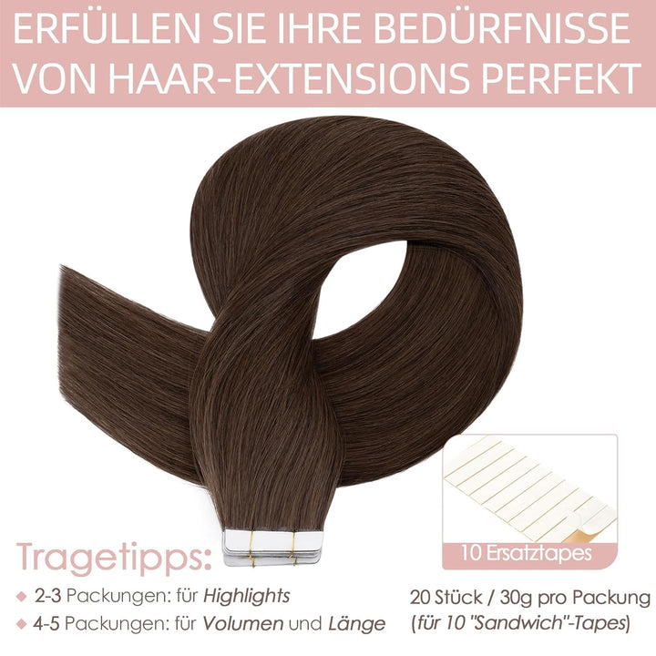 Silk-co Tape in Extensions Echthaar 20stk, leicht Version Tape Extensions Echthaar, Remy Haarextensi