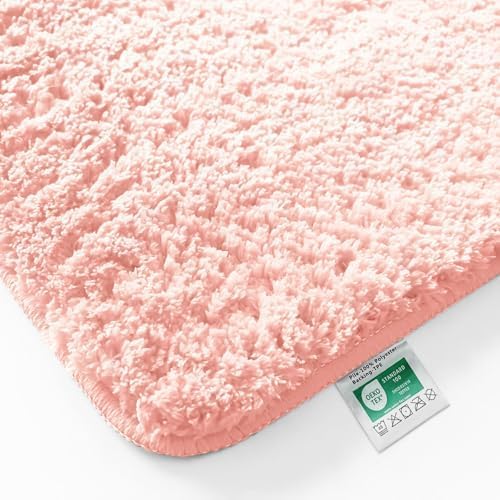 casa pura Badematte Rosa weicher, Flauschiger Badezimmerteppich in Shaggy Optik, Badvorleger rutschf