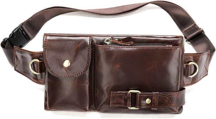 FANDARE Retro Bauchtasche Brusttasche Gürteltasche Hüfttasche Sport Leder Sling Bag Umhängetaschen H