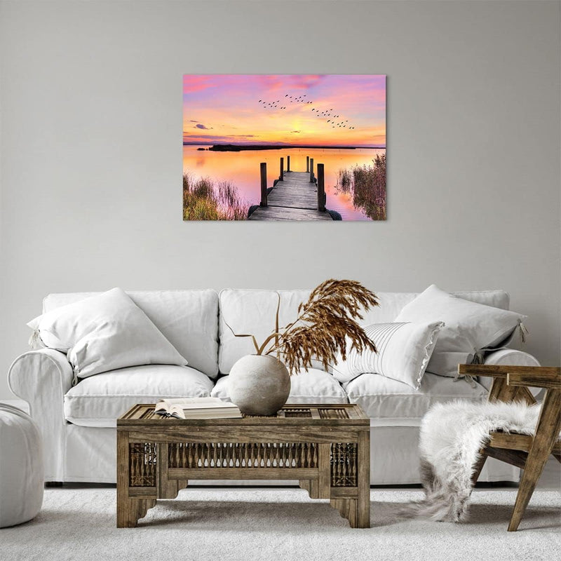 Bilder auf Leinwand Fussgängerbrücke Sommer Menschen Liebe Leinwandbild 70x50cm Wandbilder Dekoratio