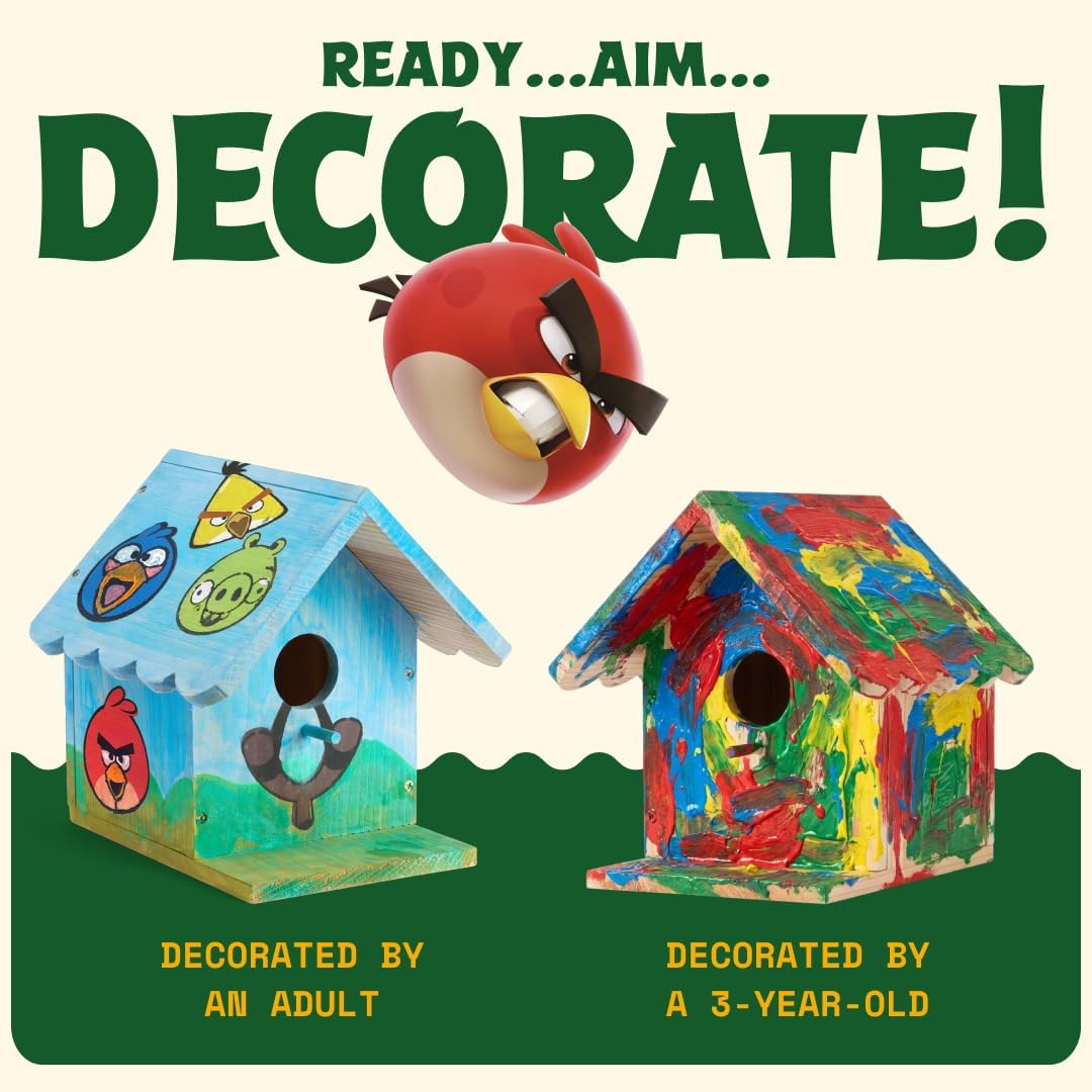 Angry Birds X WildYard DIY Vogelhaus-Bausatz – Holz-Nistkasten zum Bemalen & Bauen, Zedernholz Vogel
