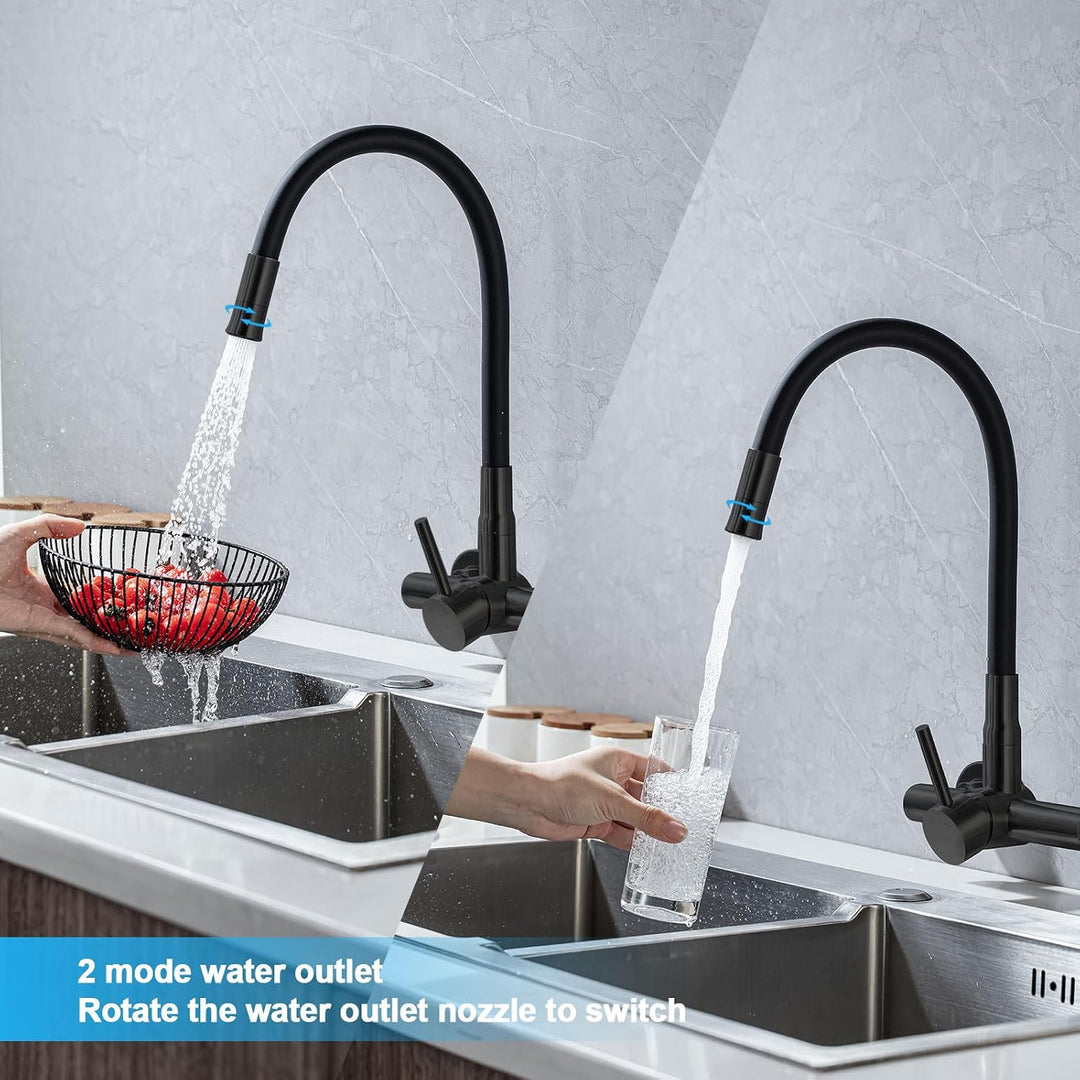 Wasserhahn Küche Wandmontage mit 3/4 zoll Anschluss für Geschirrspüler/Waschmaschine, Edelstahl Wand