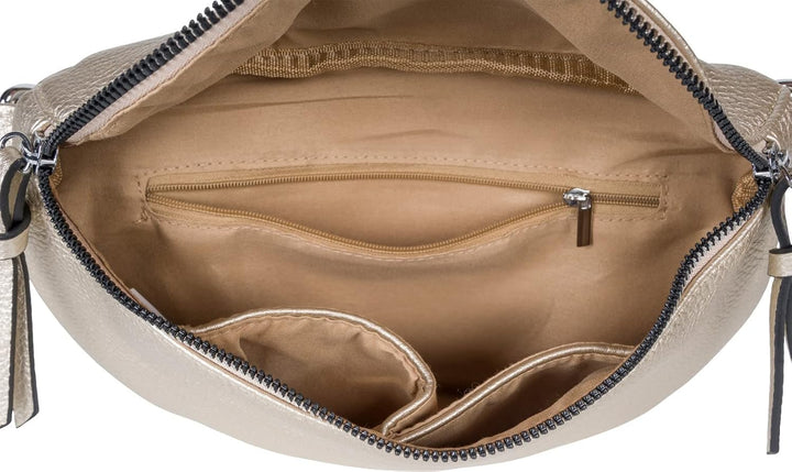 styleBREAKER Damen Halbmond Crossbody Schultertaschen Set 2-Teilig, Schultergurt mit Zick-Zack Raute