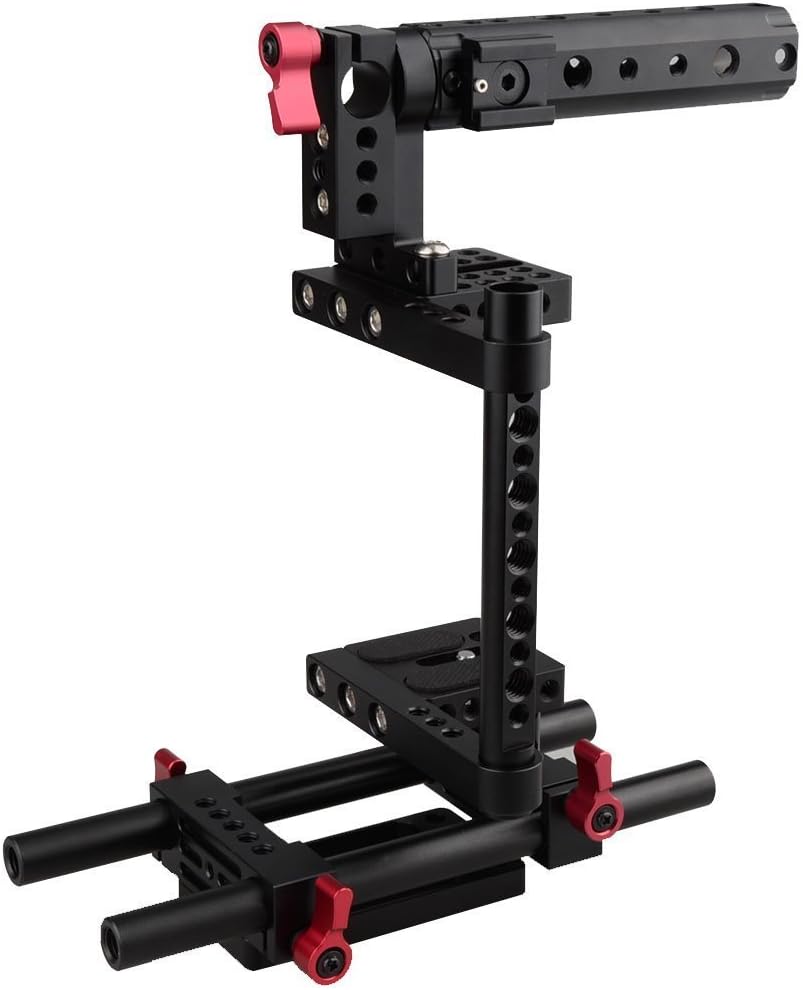 CAMVATE Kamera Käfig Rig Top Griff Stativanschluss Platte Kompatibel für Nikon Sony(rot)