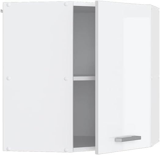 Vicco Eckhängeschrank R-Line, Weiss Hochglanz/Weiss, 57 cm Weiss Hochglanz Eckhängeschrank 57cm, Wei