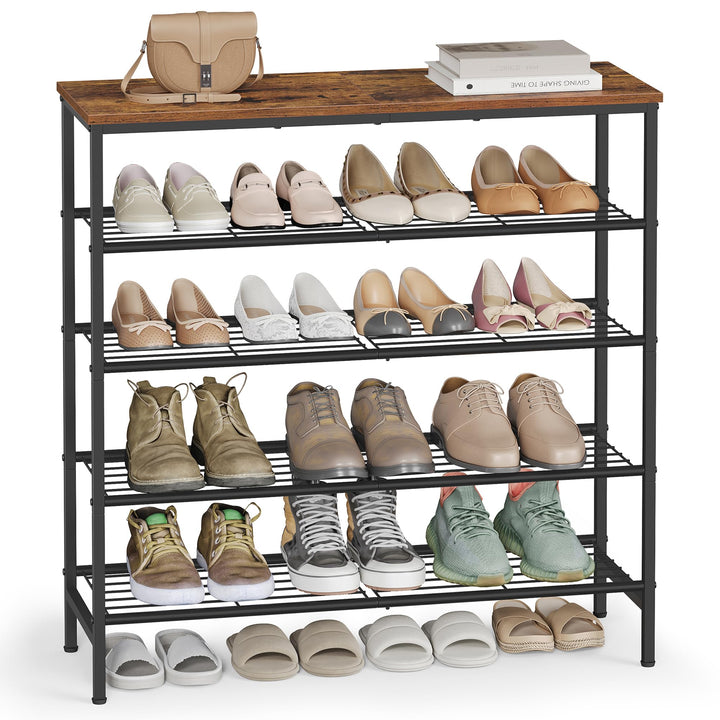 VASAGLE Schuhbank, Schuhregal, Schuhaufbewahrung, Flur, Wohnzimmer, Schlafzimmer, Metallgestell, 5 E