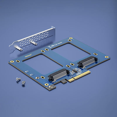 10Gtek PCIe 3.0 to (2) U.2 SFF-8639 Adapter, X8, for 2.5’’ U.2 NVMe SSD or 2.5" SATA SSD PCIe X8 to