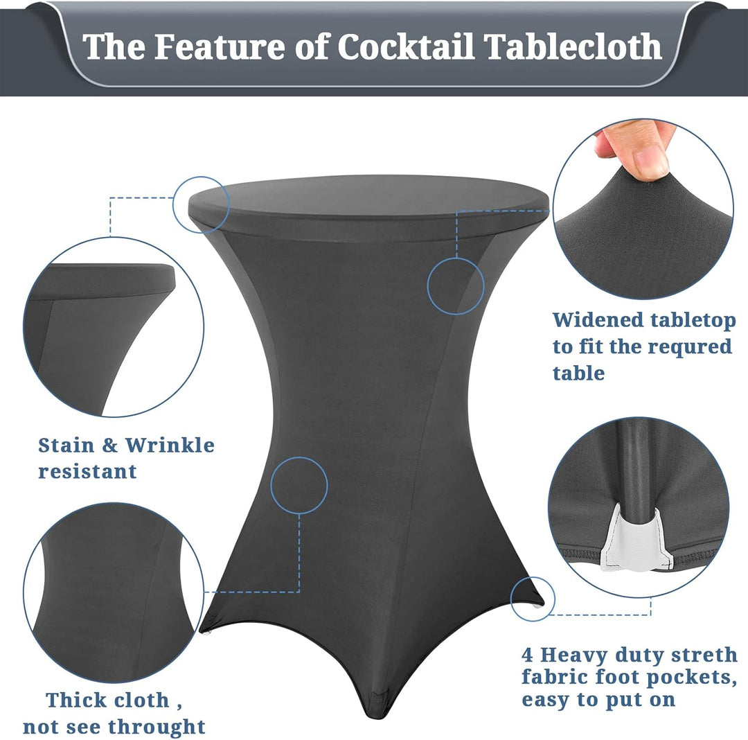 Pesonlook 6er-Set Stretch Stehtisch Husse für Bistrotisch Ø 80-85 cm Elegante,Verstärkung im Fussber