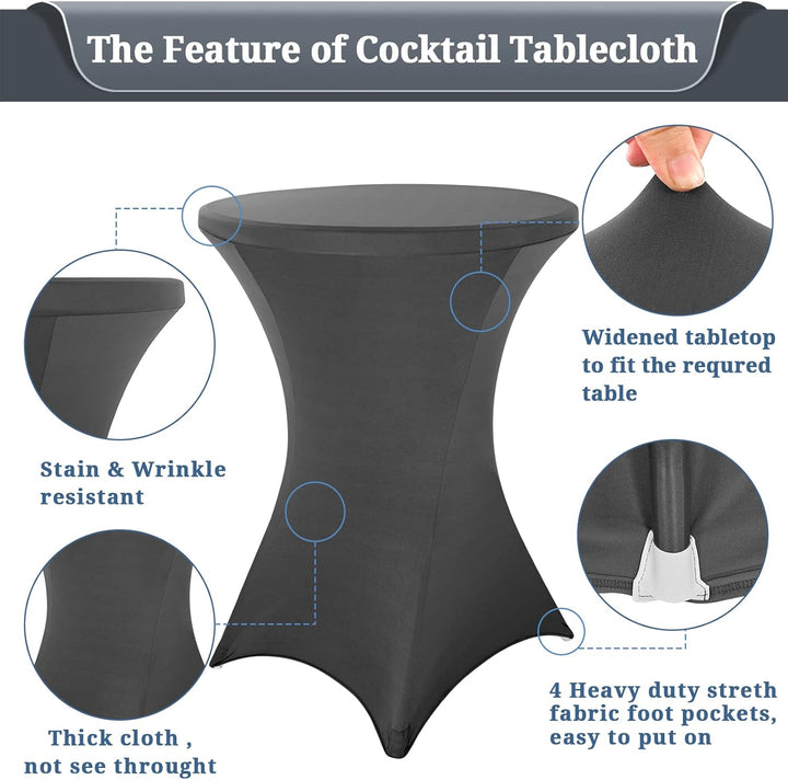 Pesonlook 6er-Set Stretch Stehtisch Husse für Bistrotisch Ø 80-85 cm Elegante,Verstärkung im Fussber