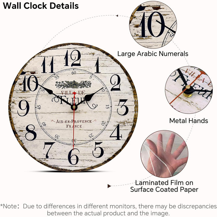 Toudorp 8 Zoll Wanduhr Leicht zu Lesen Arabische Ziffern Hölzerne Wanduhr Leise Nicht-Ticken Batteri