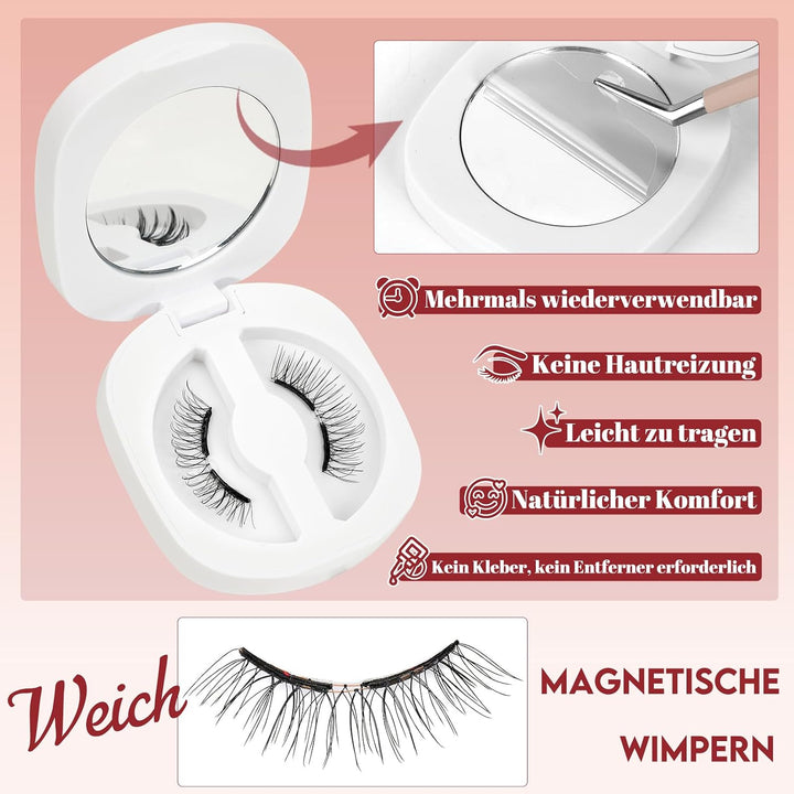 Higu clace Magnetische Wimpern,Magnet Wimpern Ohne Eyeliner,Magnetische Wimpern mit Applikator,Wimpe