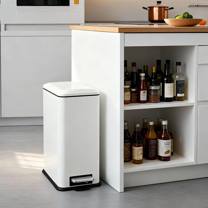 Mülleimer,30L Treteimer mit Inneneimer,30 Liter Schmaler Abfalleimer mit Pedal,Edelstahl Tretmülleim