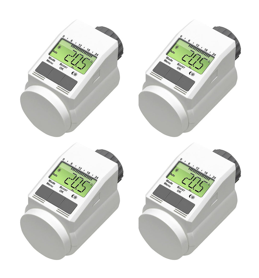 Programmierbarer Heizkörper-Thermostat (Energiesparregler) 4er-Set