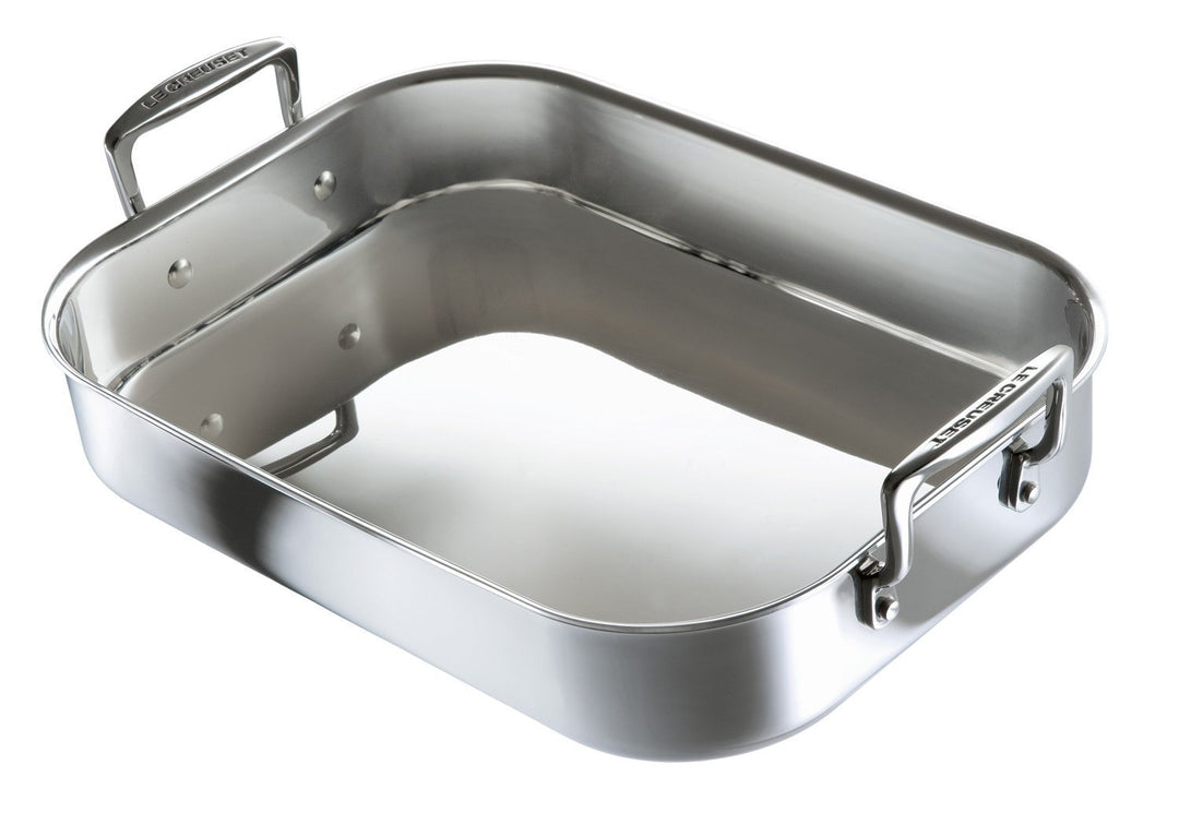 Le Creuset Bratreine aus 3-ply Edelstahl, 35 cm, Rechteckig, Für alle Herdarten inkl. Induktion geei
