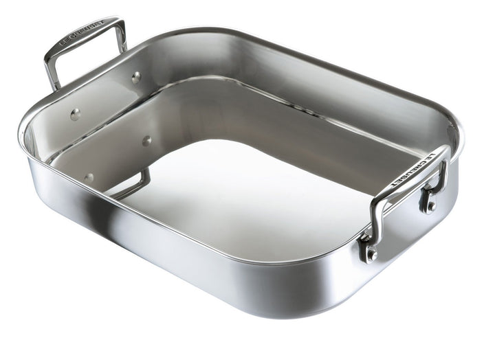 Le Creuset Bratreine aus 3-ply Edelstahl, 35 cm, Rechteckig, Für alle Herdarten inkl. Induktion geei