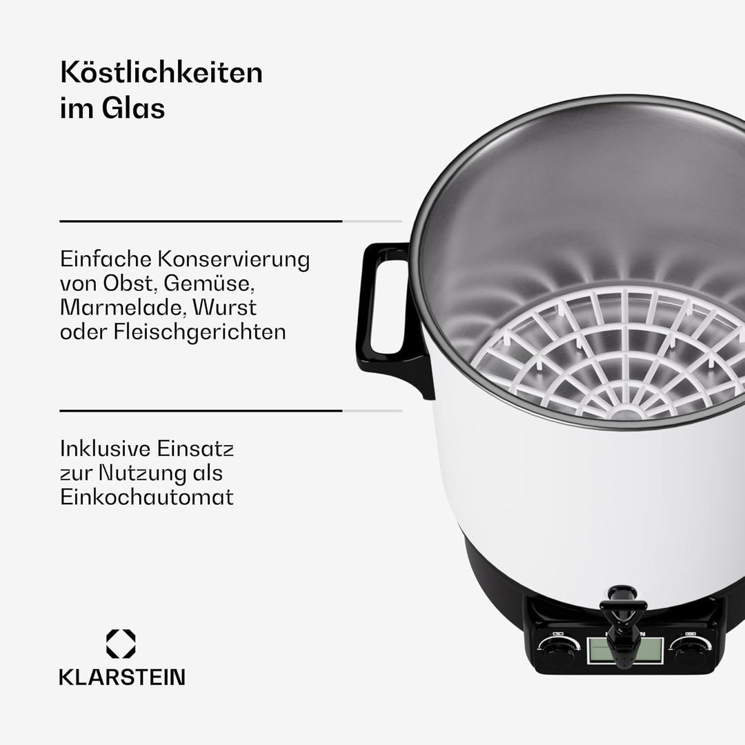 Klarstein Einkochautomat mit Hahn, 27L Digital-Einkochautomat, 1800W Edelstahl-Einkochtopf, Einkocha