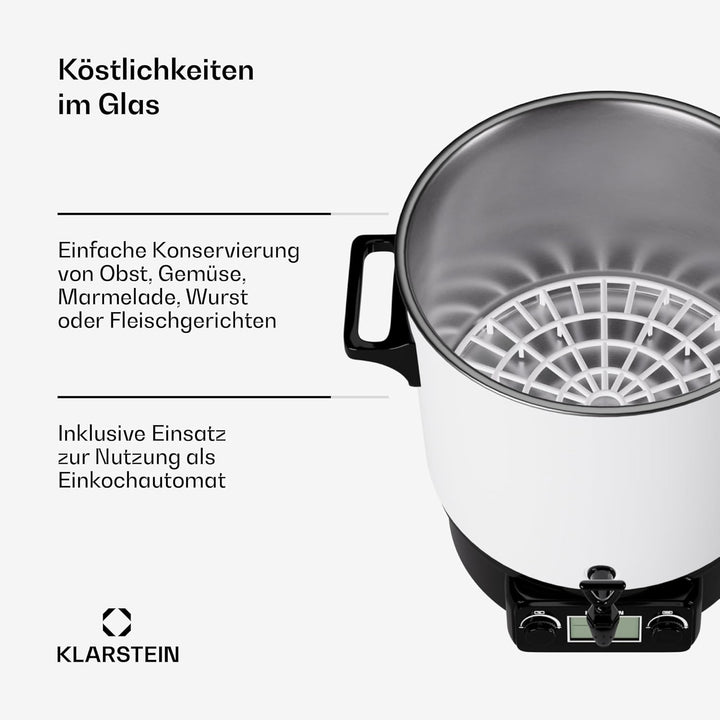 Klarstein Einkochautomat mit Hahn, 27L Digital-Einkochautomat, 1800W Edelstahl-Einkochtopf, Einkocha