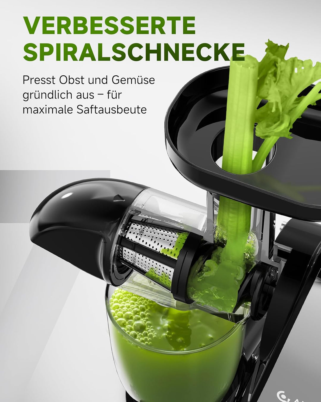 AMZCHEF Slow Juicer Entsafter Gemüse und Obst Profi Entsafter mit Ruhiger Motor & Umkehrfunktion & S