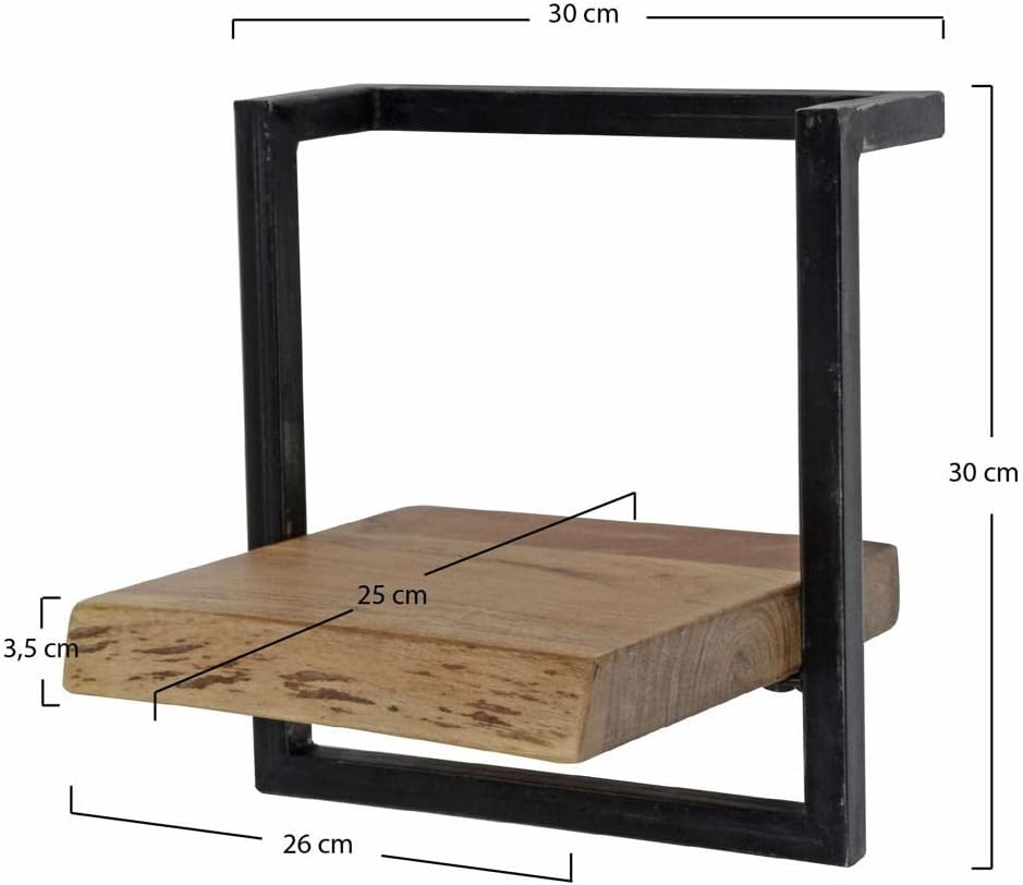 RINGO-Living Massivholz Regal Alani in Natur-hell und Schwarz-matt 300mm 300 mm, 300 mm