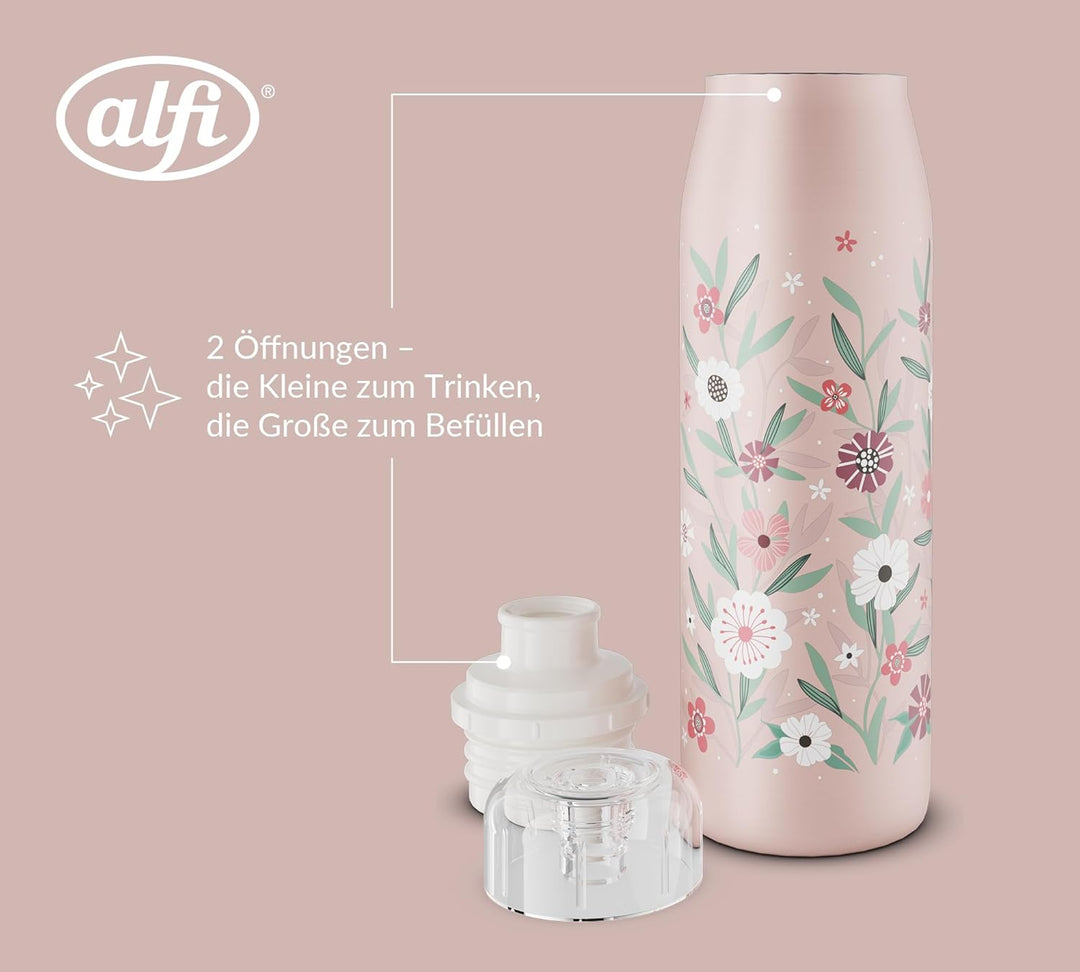 alfi KIDS ISO BOTTLE Isolierflasche 0,50 l, 24 h kalt, flowers | Kohlensäurefest, auslaufsicher, Dre