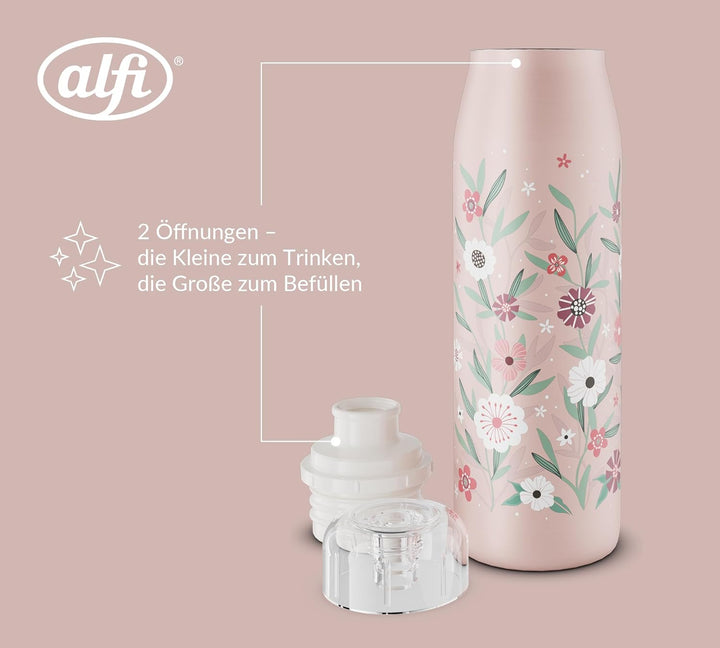 alfi KIDS ISO BOTTLE Isolierflasche 0,50 l, 24 h kalt, flowers | Kohlensäurefest, auslaufsicher, Dre