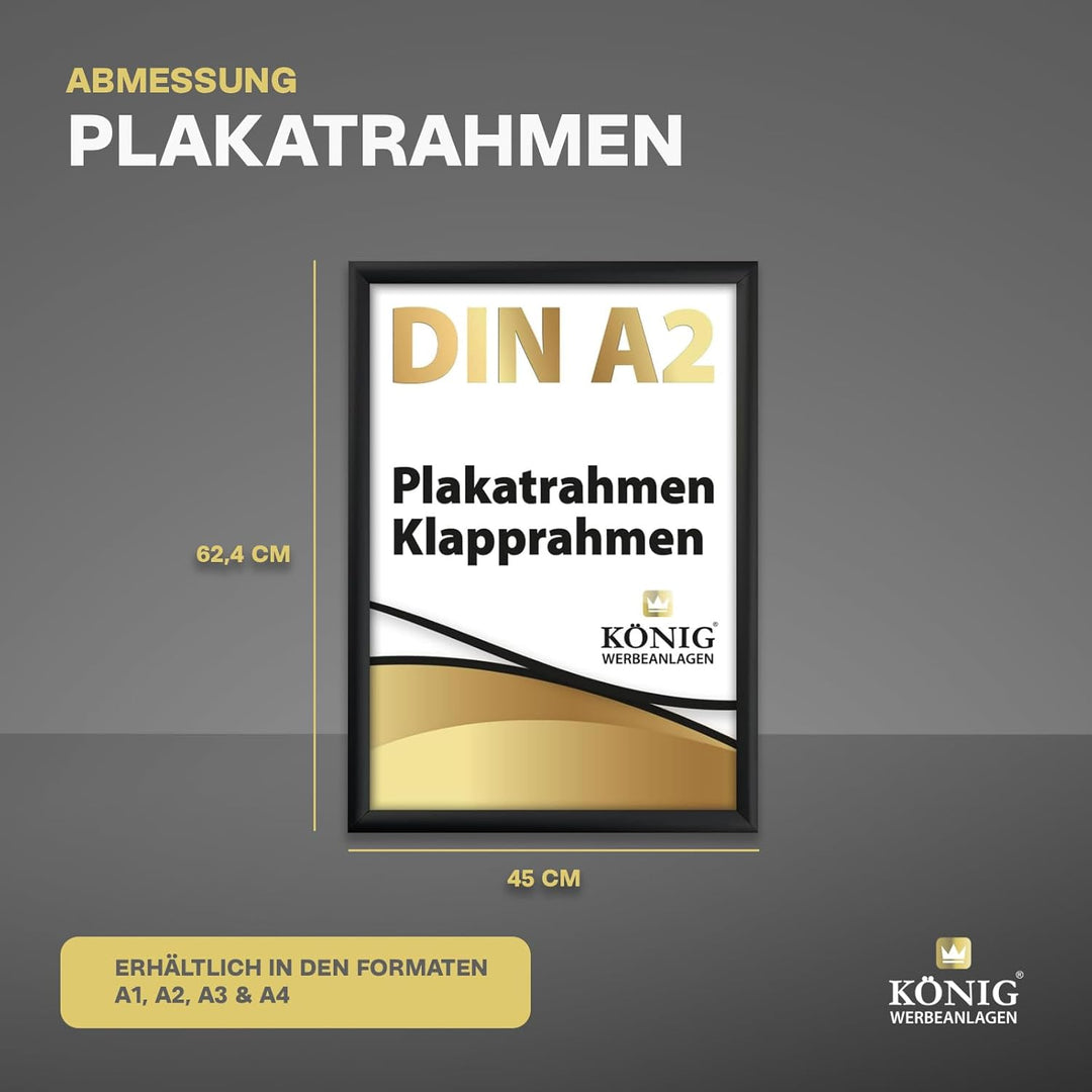 Dreifke Plakatrahmen DIN A2 | 25mm Alu Profil, eckig | schwarz | inkl. entspiegelter Schutzscheibe |