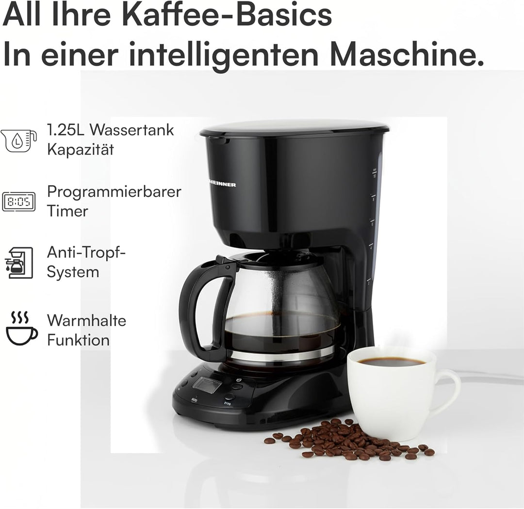 HCM-D750GCBK Digital Coffee Maker with LCD Display, Anti-Drip Function, Black Chatt & 3-Year Warrant
