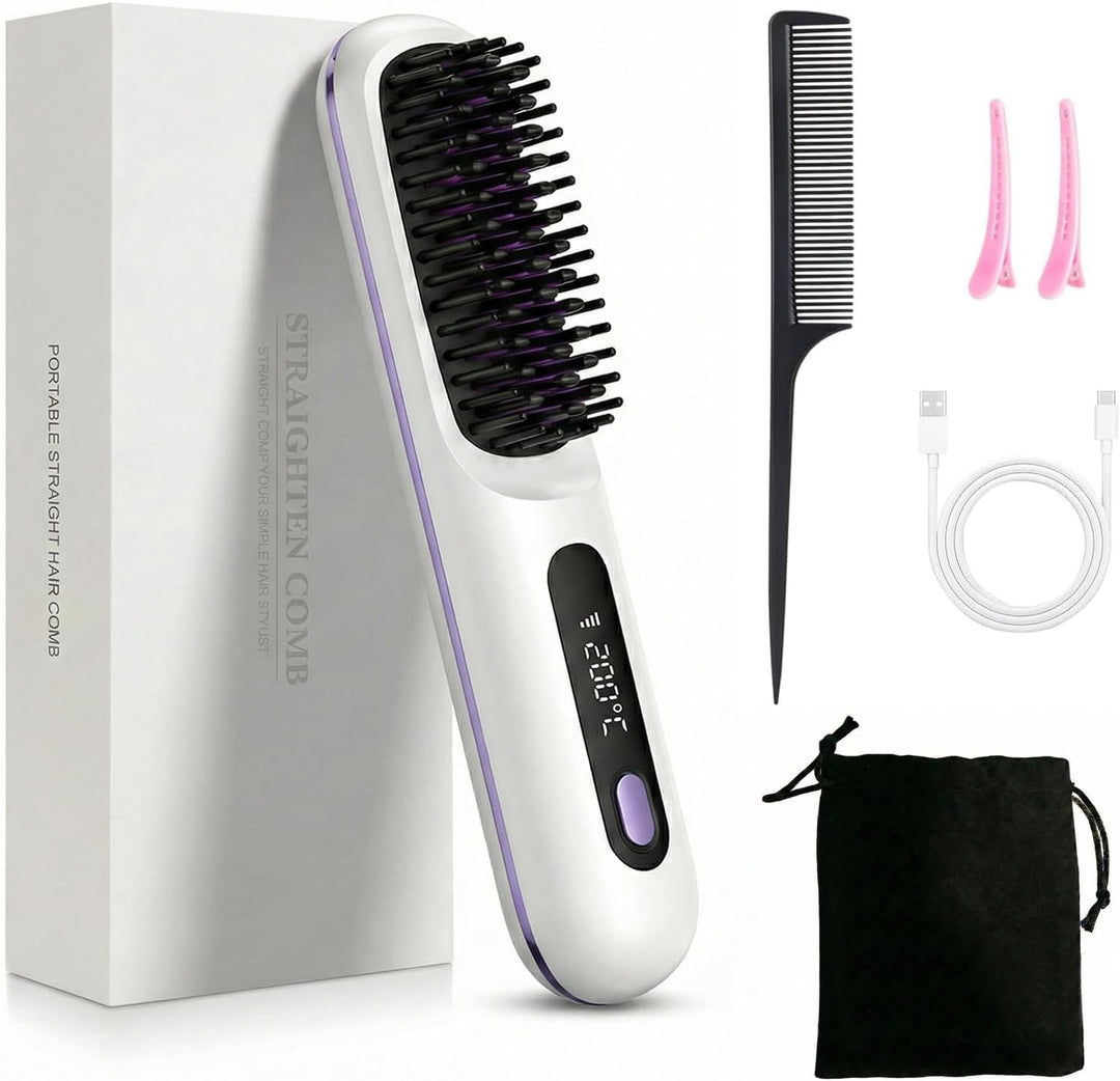 Glättbürste Kabellos - Kabellose Haarglättbürste, Verbesserte Tragbare Styling-Bürste – Wiederauflad