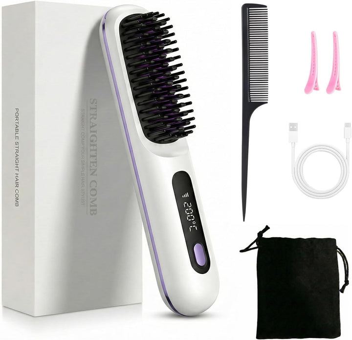 Glättbürste Kabellos - Kabellose Haarglättbürste, Verbesserte Tragbare Styling-Bürste – Wiederauflad