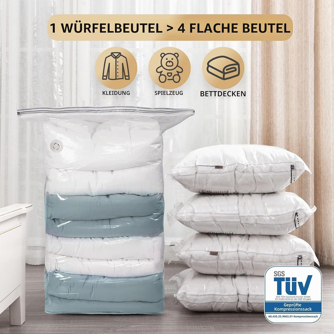 TAILI Vakuumbeutel für Kleidung Gross Würfel, 6 Jumbo Vakuumbeutel für Bettdecken Vacuum Bags for Cl