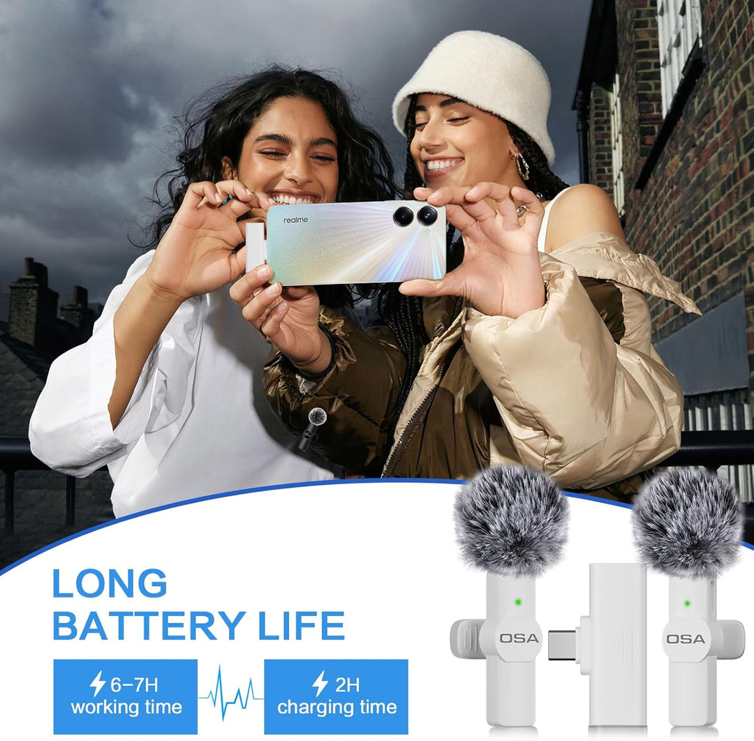 OSA USB-C Wireless Lavalier Mikrofon für iPhone 15 Serie/Android/Type-C Smartphone Laptop, Kabellose