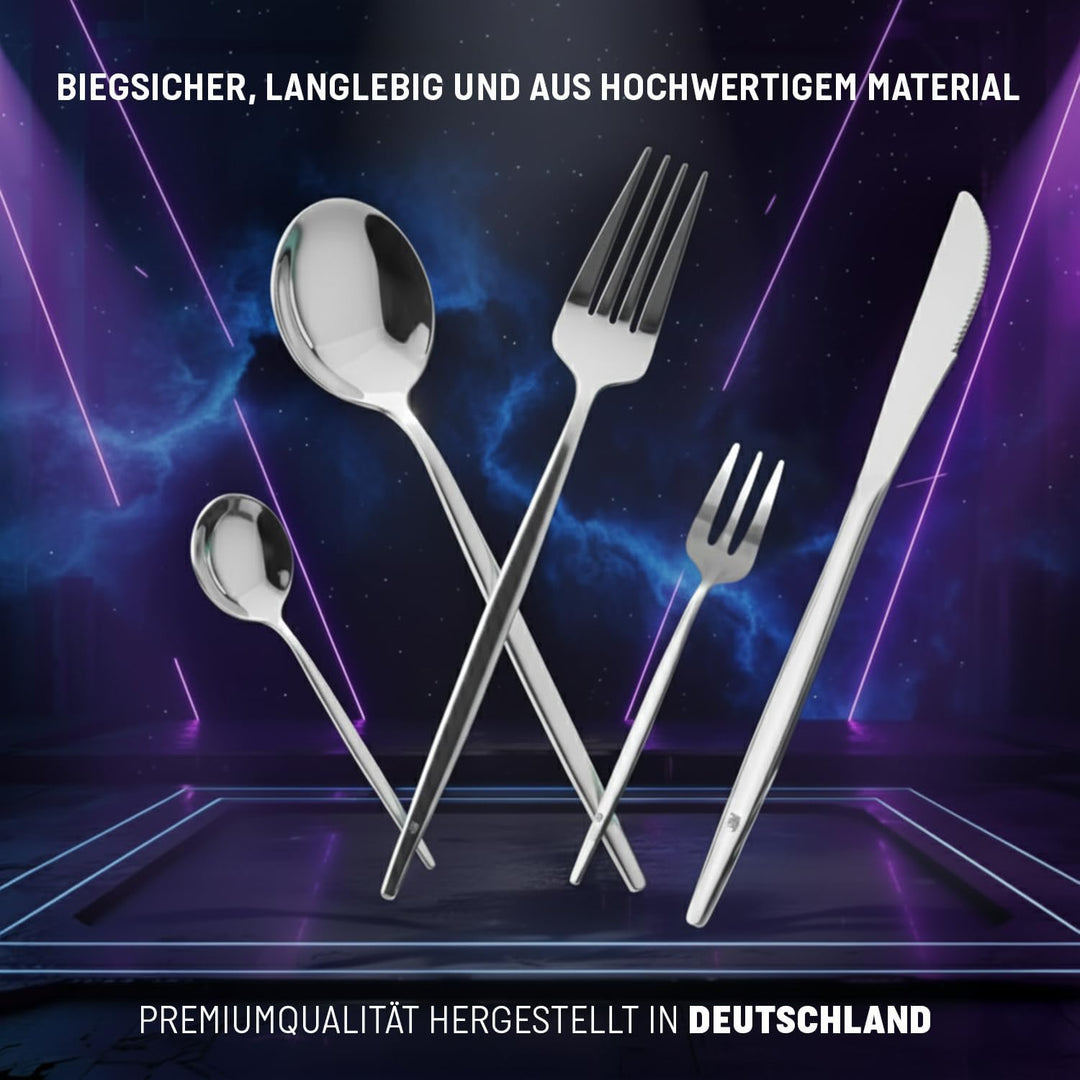 Premium Besteckset, 30-teilig, Gold, Edelstahl, Spülmaschinenfest, Elegantes Design, Tafelbesteck fü
