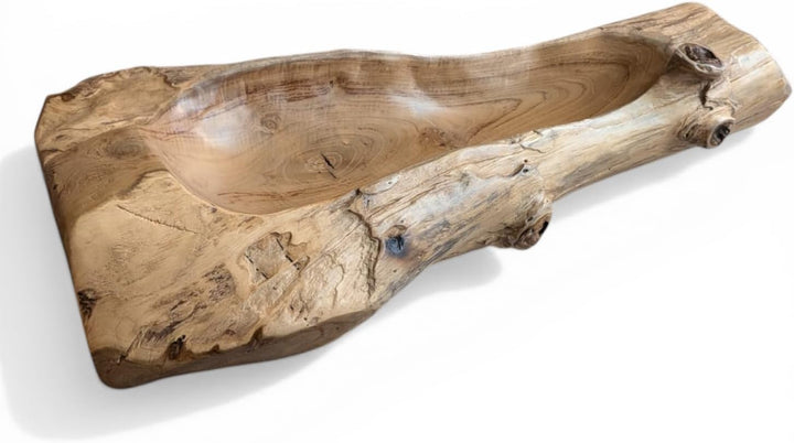 Kinaree Deko Schale Wurzelholz - Schale Teak Massivholz - 55-65cm Obst Schale