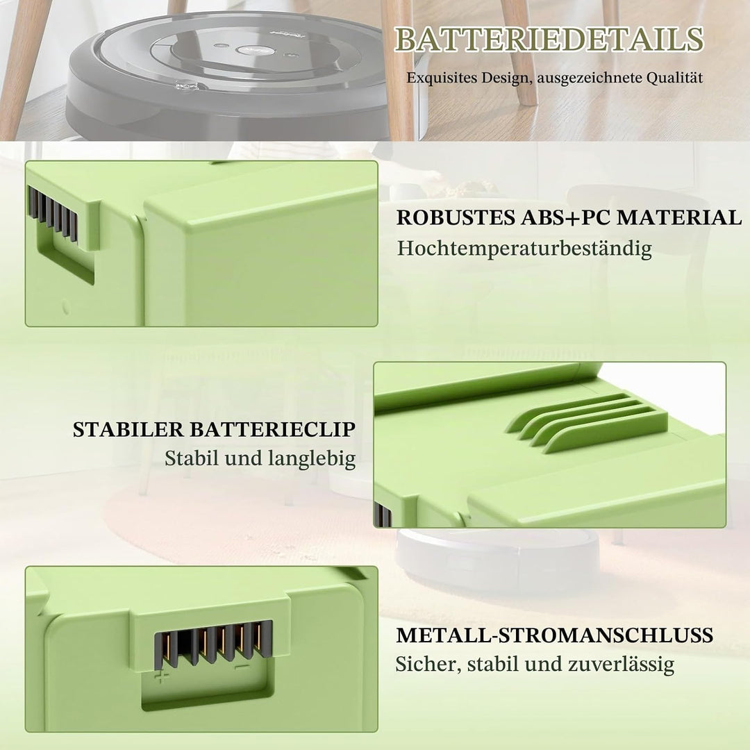 5000mAh (72Wh) 14,4V i7 Ersatzakku für iRobot Roomba i7 i7+ i3 i3+ i4 i4+ e5 e6, Hochkapazität Lithi