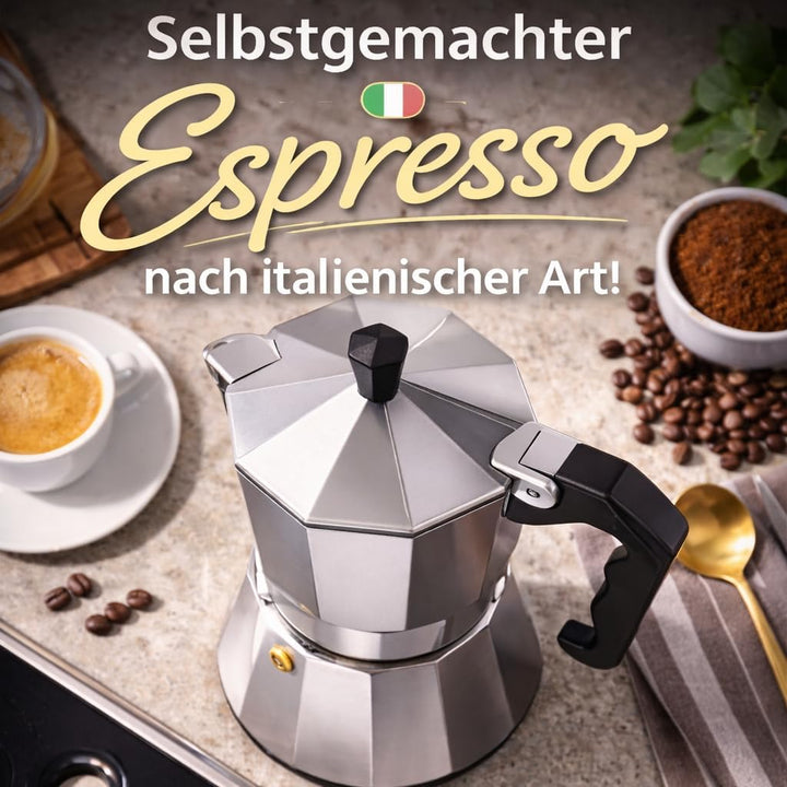 Espressokocher Induktionsgeeignet aus Aluminium – Mokkakanne für alle Herdarten – Zubereitung nach i