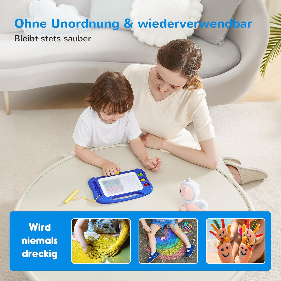 SGILE Magnetische Maltafel Zaubertafel Kinder, 25×18 cm Magnet Magnettafel mit 4 Stempeln, Kreatives