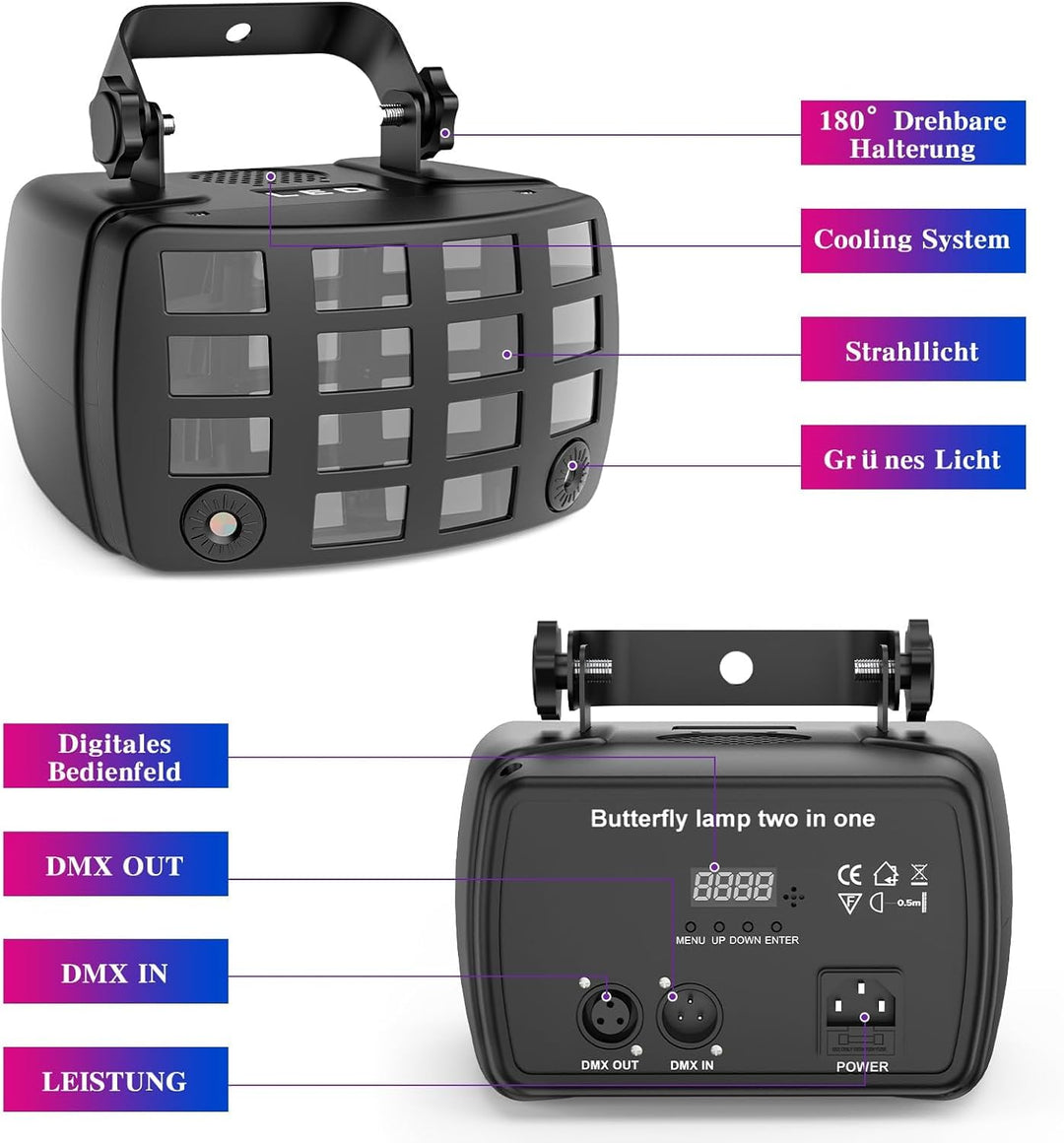 LED Bühnenbeleuchtung Partylicht, DMX512 2 in 1 RGB Disco Licht, Discolicht Party Lichter Musikgeste