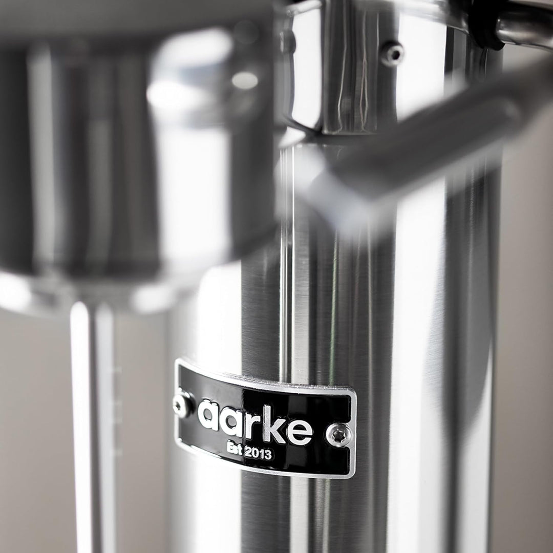 Aarke Carbonator 3, Wassersprudler aus Edelstahl mit 2 x BPA-frei Flaschen, Edelstahl Finish Edelsta