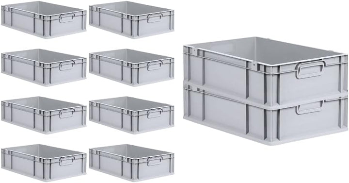 PROREGAL SuperSparSet 10x Eurobox NextGen Grip | HxBxT 17x40x60cm | Griffe geschlossen | Glatter Bod