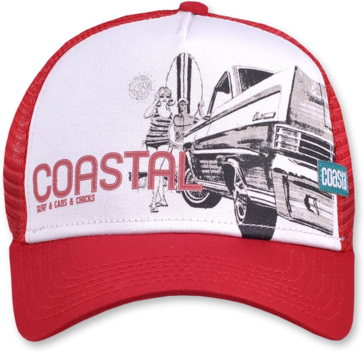 Coastal Snapback Surf & Cars & Chicks deep red