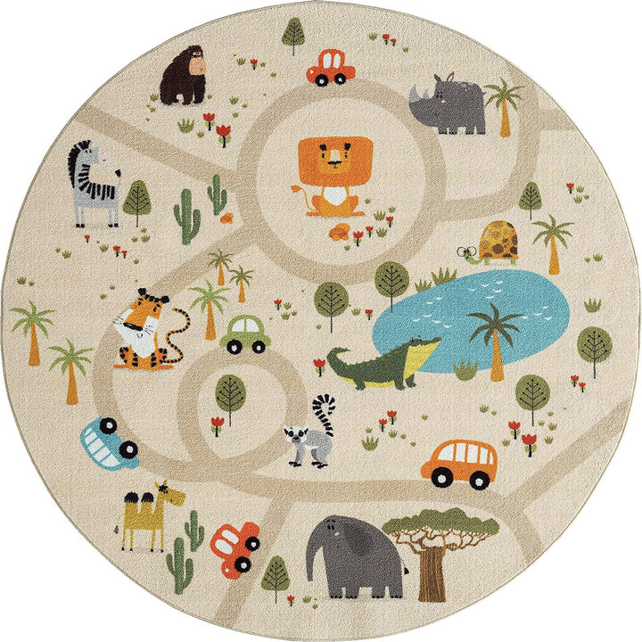 the carpet Happy Life Kinderzimmer, Kinderteppich, Spielteppich, Waschbar, Strassenteppich, Strasse,