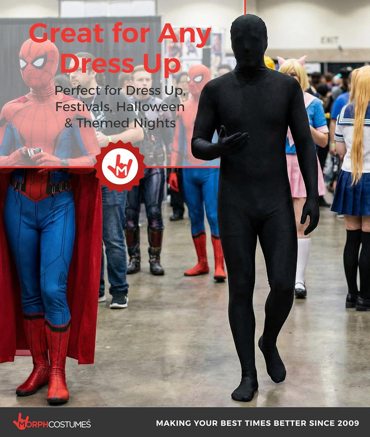 Morphsuits Ganzkörperanzug Herren Schwarz, Body Suit, Grösse L Schwarz L, Schwarz L