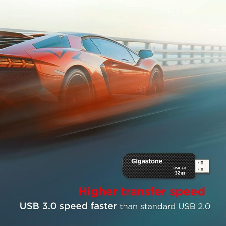 Gigastone Z30 32 GB USB 3.0 Flash-Laufwerk, kappenlos, einziehbares Design, Karbonfaser-Stil, zuverl