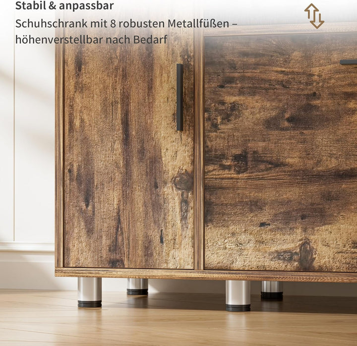 Schuhbank mit Sitzfläche, Klappfach mit Verstellbarer Trennwand, Höhenverstellbar, Schuhschrank mit