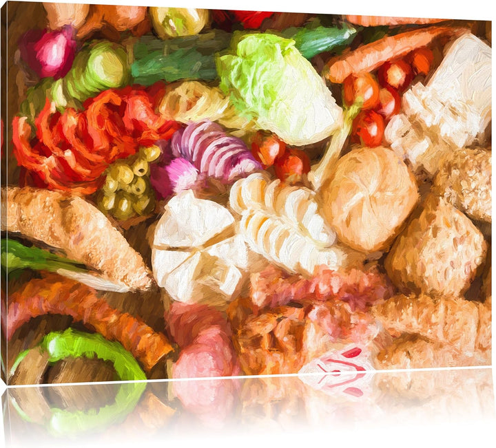 Pixxprint leckeres Frühstück als Leinwandbild/Grösse: 100x70 / Wandbild/Kunstdruck/fertig bespannt,