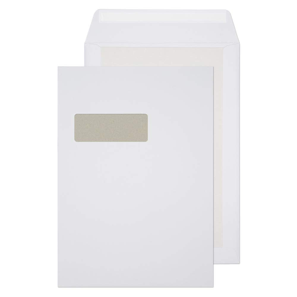Blake Purely Packaging 12901 Versandtasche Mit Papprückwand Haftklebung Mit Fenster Weiss C4 324 x 2